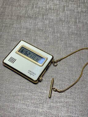 Vintage Seiko Quartz 7412-803C Digital Pocket Watch Alarm Light WORKING 1979 Jap
